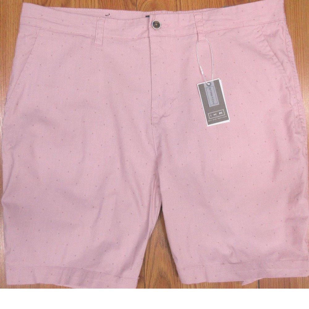 NEW! IKE BEHAR REGULAR FIT COTTON/SPANEX SHORTS PINK POLKA DOT Sz 36